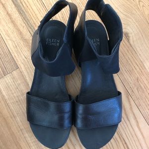 Women's Spree Platform Sandal Black Leather 6.5